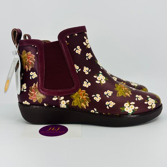 FitFlop Women's Chai Dark Floral Berry Mix Chelsea Ankle Boots N17-621 Size 7.5 - Picture 1 of 11